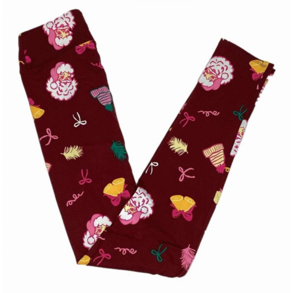 LuLaRoe Womens Leggings Size TC Santa Bells Holiday Christmas Tall & Curvy NWT